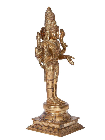 13" Shiva Pashupatinath Bronze Statue | Madhuchista Vidhana (Lost-Wax) | Panchaloha Bronze from Swamimalai