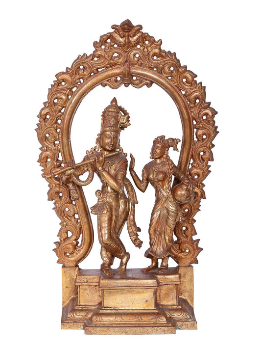 18" Radha Krishna | Madhuchista Vidhana (Lost-Wax) | Panchaloha Bronze from Swamimalai