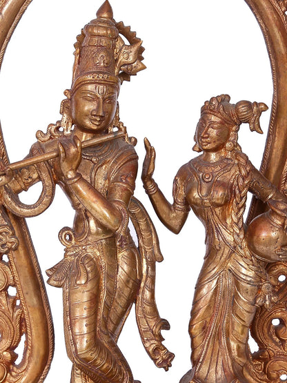 18" Radha Krishna | Madhuchista Vidhana (Lost-Wax) | Panchaloha Bronze from Swamimalai