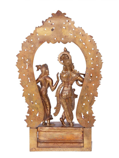 18" Radha Krishna | Madhuchista Vidhana (Lost-Wax) | Panchaloha Bronze from Swamimalai