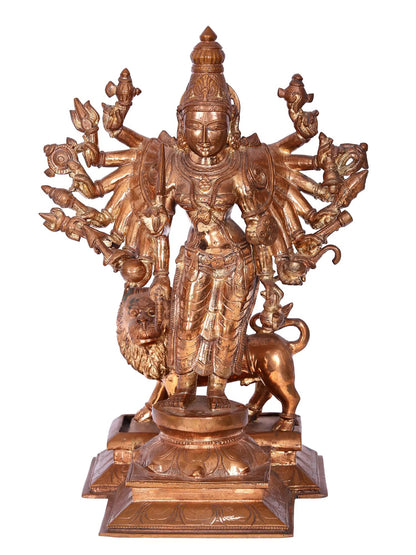 16" Standing Durga | Madhuchista Vidhana (Lost-Wax) | Panchaloha Bronze from Swamimalai