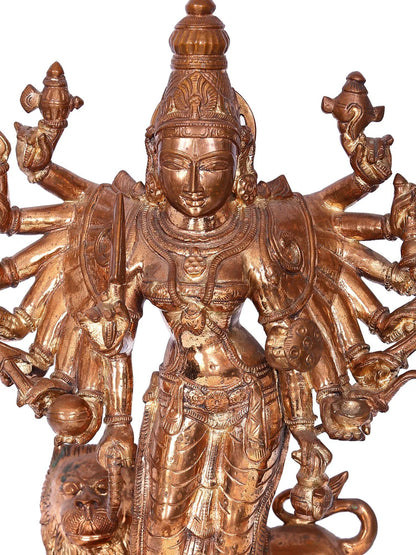 16" Standing Durga | Madhuchista Vidhana (Lost-Wax) | Panchaloha Bronze from Swamimalai