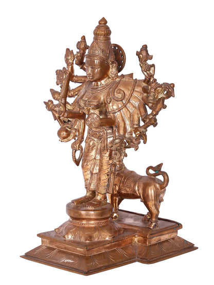 16" Standing Durga | Madhuchista Vidhana (Lost-Wax) | Panchaloha Bronze from Swamimalai