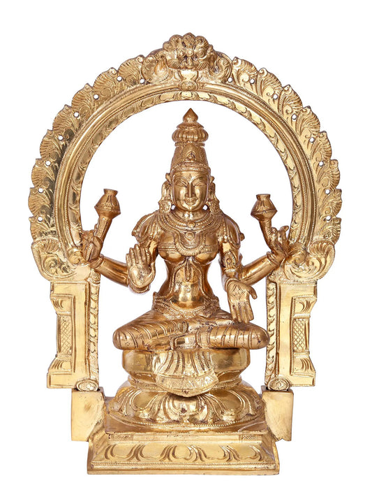 12" Devi Lakshmi Panchaloha Bronze Statue from Swamimalai | Madhuchista Vidhana (Lost-Wax)