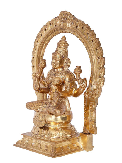 12" Devi Lakshmi Panchaloha Bronze Statue from Swamimalai | Madhuchista Vidhana (Lost-Wax)