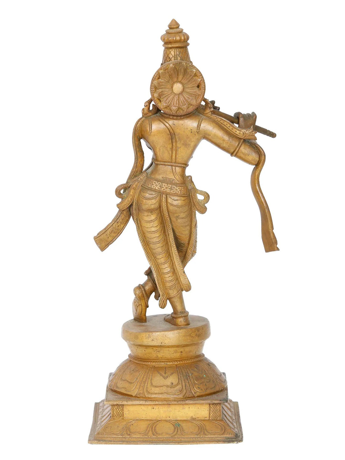 15" Fluting Krishna Panchaloha Bronze Statue from Swamimalai | Madhuchista Vidhana (Lost-Wax)