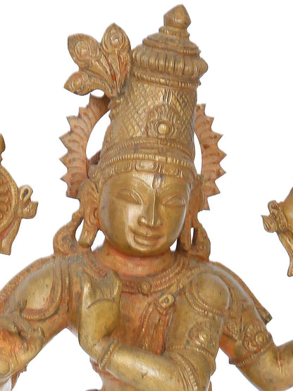 12" Chaturbhuja Lord Krishna Panchaloha Bronze Sculpture from Swamimalai | Madhuchista Vidhana (Lost-Wax)