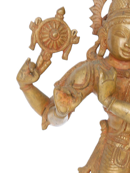 12" Chaturbhuja Lord Krishna Panchaloha Bronze Sculpture from Swamimalai | Madhuchista Vidhana (Lost-Wax)