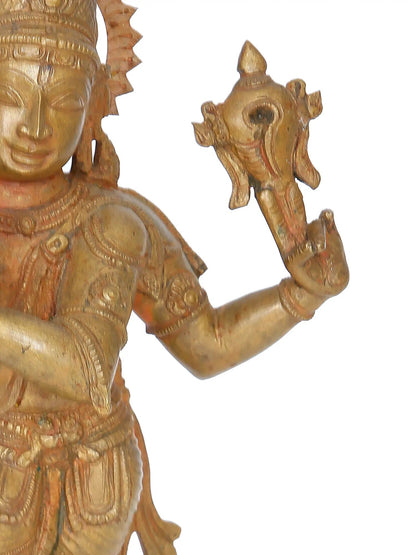 12" Chaturbhuja Lord Krishna Panchaloha Bronze Sculpture from Swamimalai | Madhuchista Vidhana (Lost-Wax)