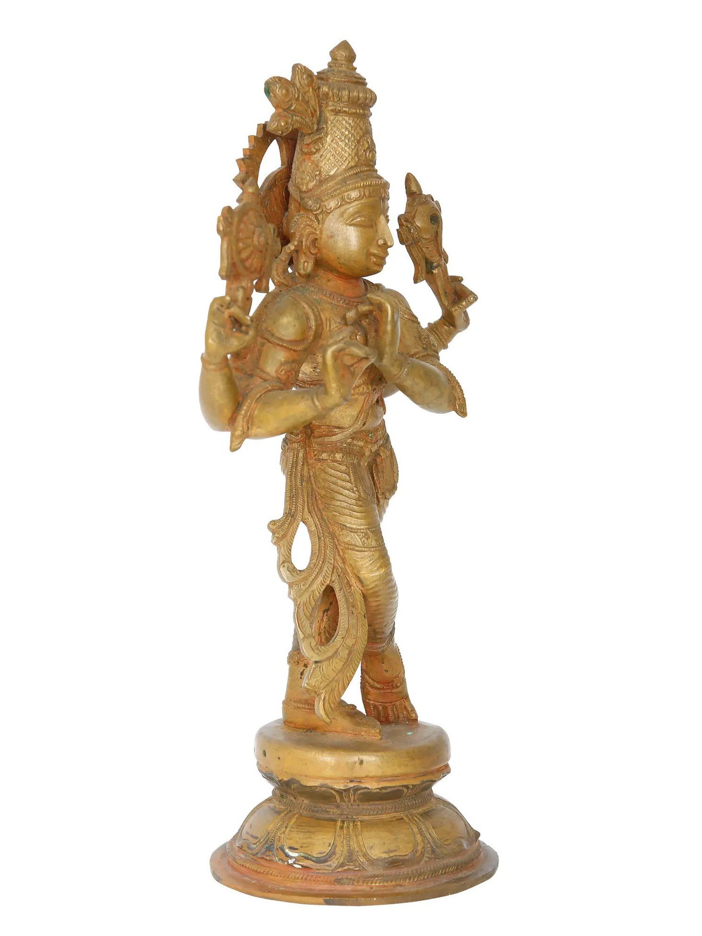 12" Chaturbhuja Lord Krishna Panchaloha Bronze Sculpture from Swamimalai | Madhuchista Vidhana (Lost-Wax)