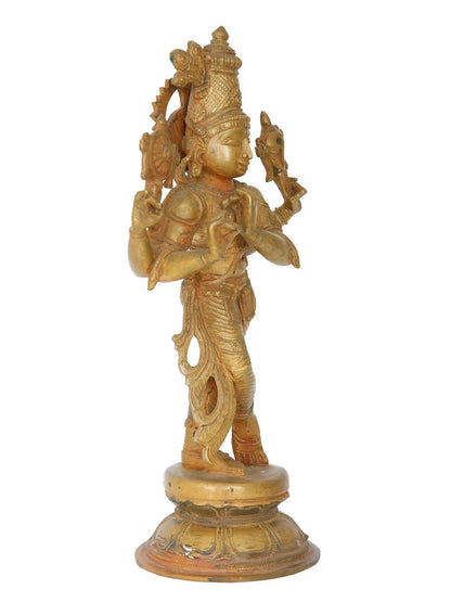 12" Chaturbhuja Lord Krishna Panchaloha Bronze Sculpture from Swamimalai | Madhuchista Vidhana (Lost-Wax)