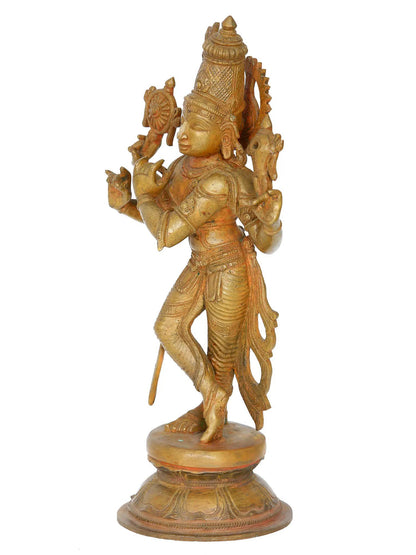 12" Chaturbhuja Lord Krishna Panchaloha Bronze Sculpture from Swamimalai | Madhuchista Vidhana (Lost-Wax)