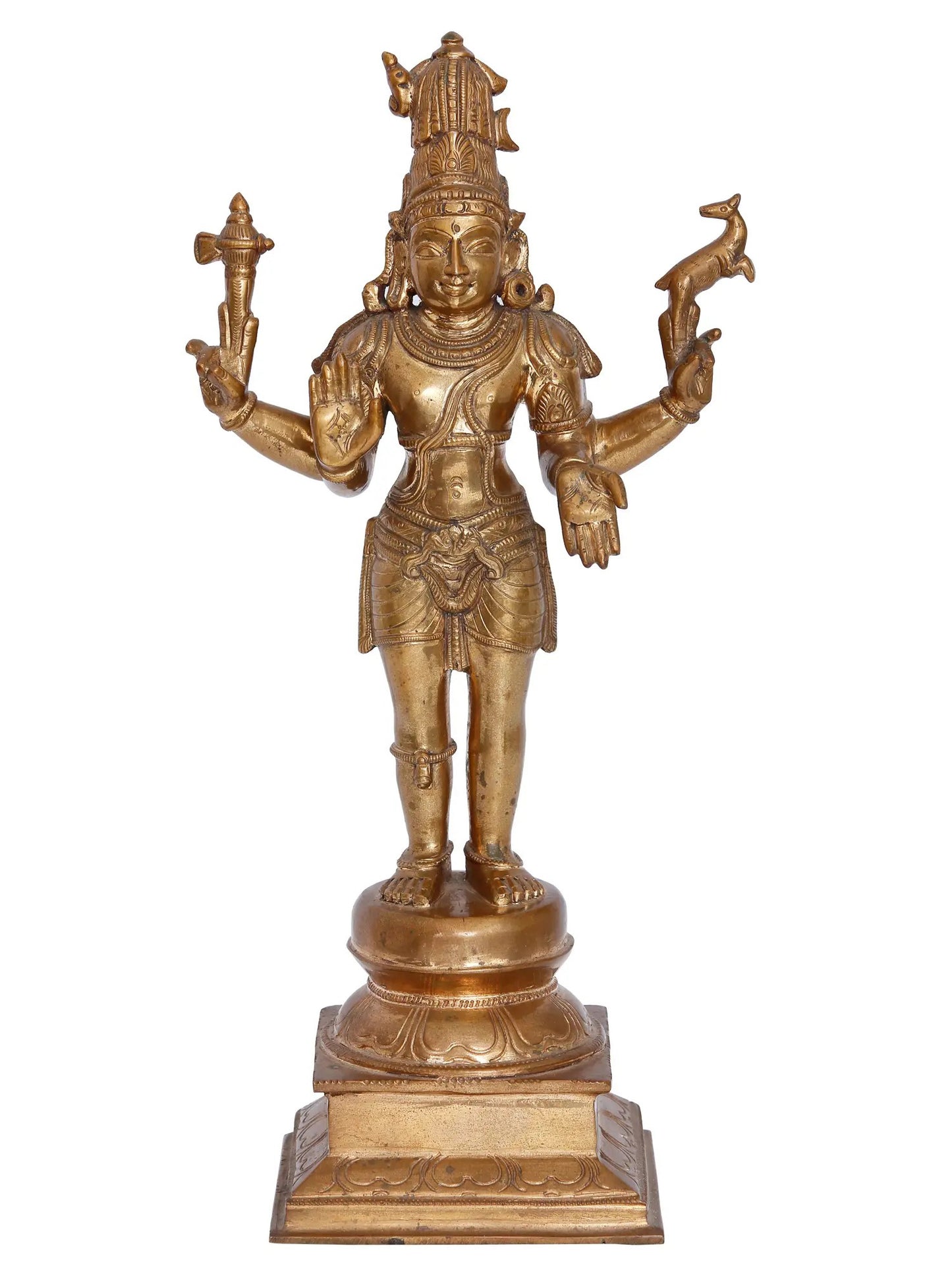 15'' Chandrashekhar Pashupatinath Panchaloha Bronze Sculpture from Swamimalai | Madhuchista Vidhana (Lost-Wax)