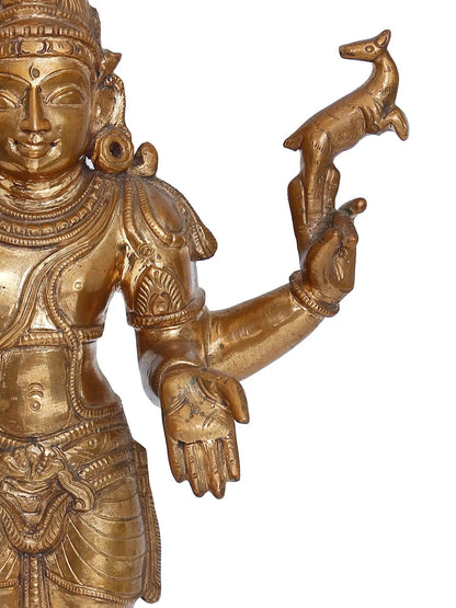 15'' Chandrashekhar Pashupatinath Panchaloha Bronze Sculpture from Swamimalai | Madhuchista Vidhana (Lost-Wax)