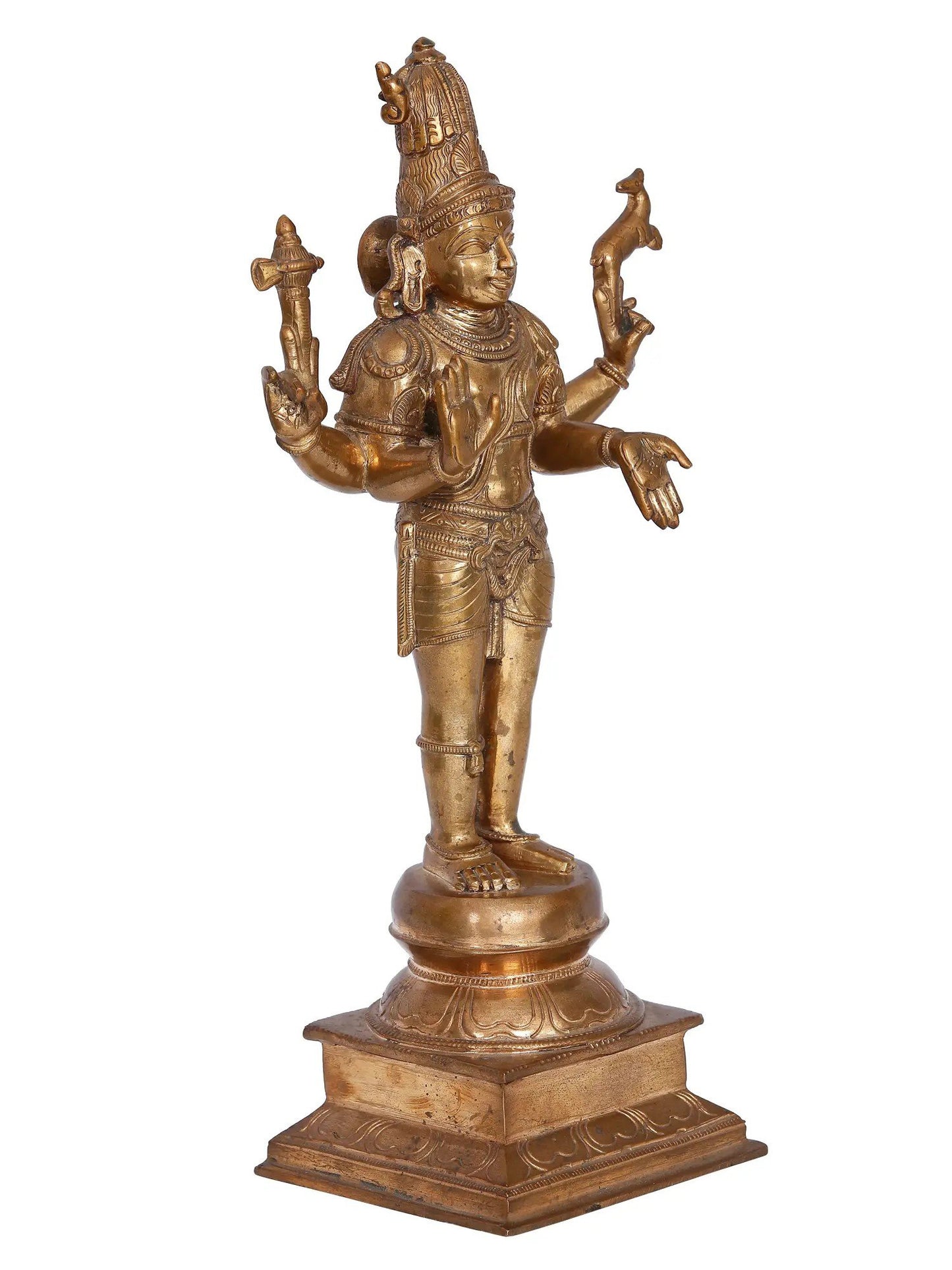 15'' Chandrashekhar Pashupatinath Panchaloha Bronze Sculpture from Swamimalai | Madhuchista Vidhana (Lost-Wax)