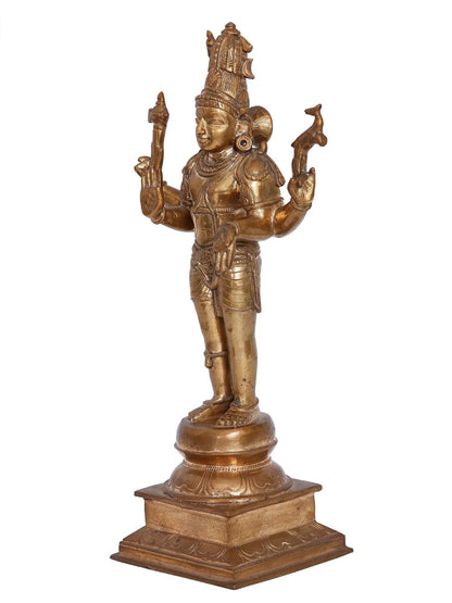 15'' Chandrashekhar Pashupatinath Panchaloha Bronze Sculpture from Swamimalai | Madhuchista Vidhana (Lost-Wax)