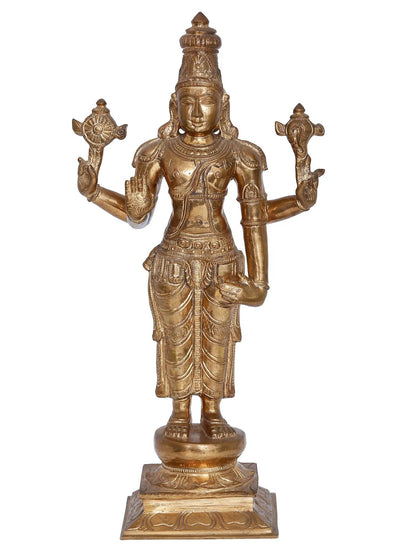 15'' Lord Vishnu Statue | Madhuchista Vidhana (Lost-Wax) | Panchaloha Bronze from Swamimalai