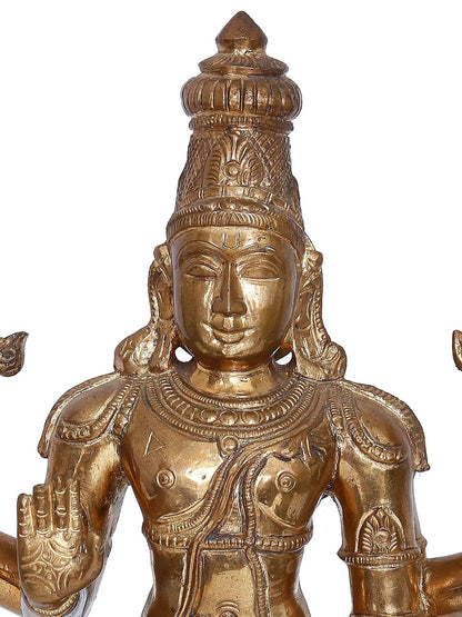 15'' Lord Vishnu Statue | Madhuchista Vidhana (Lost-Wax) | Panchaloha Bronze from Swamimalai