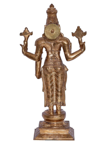 15'' Lord Vishnu Statue | Madhuchista Vidhana (Lost-Wax) | Panchaloha Bronze from Swamimalai