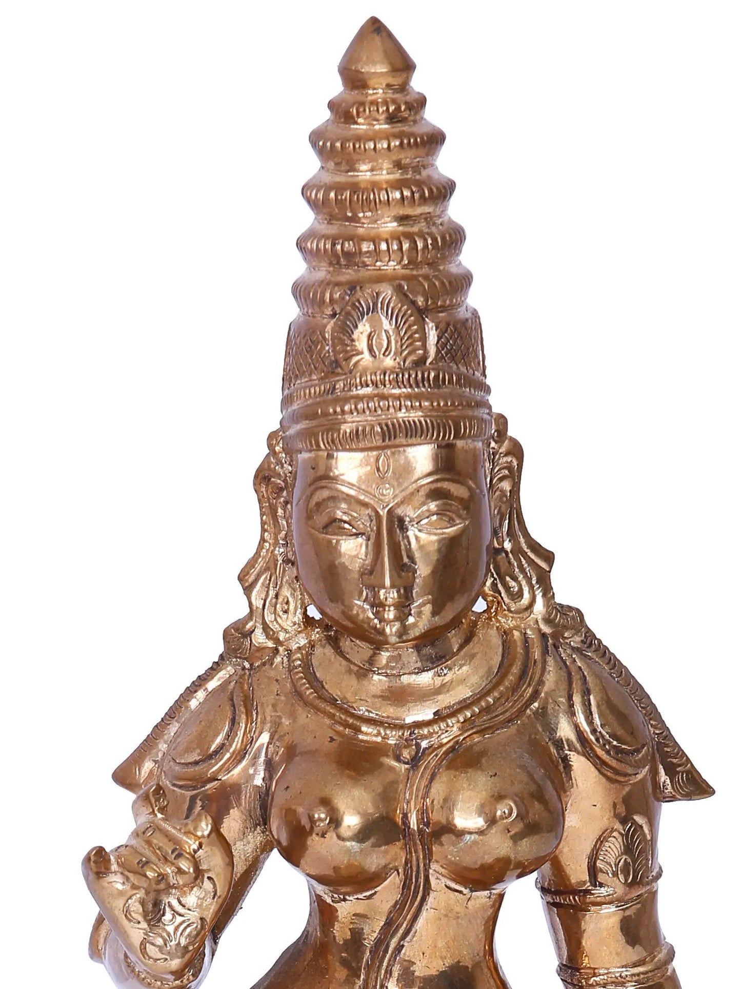 13'' Devi Meenakshi Sculpture | Madhuchista Vidhana (Lost-Wax) | Panchaloha Bronze from Swamimalai