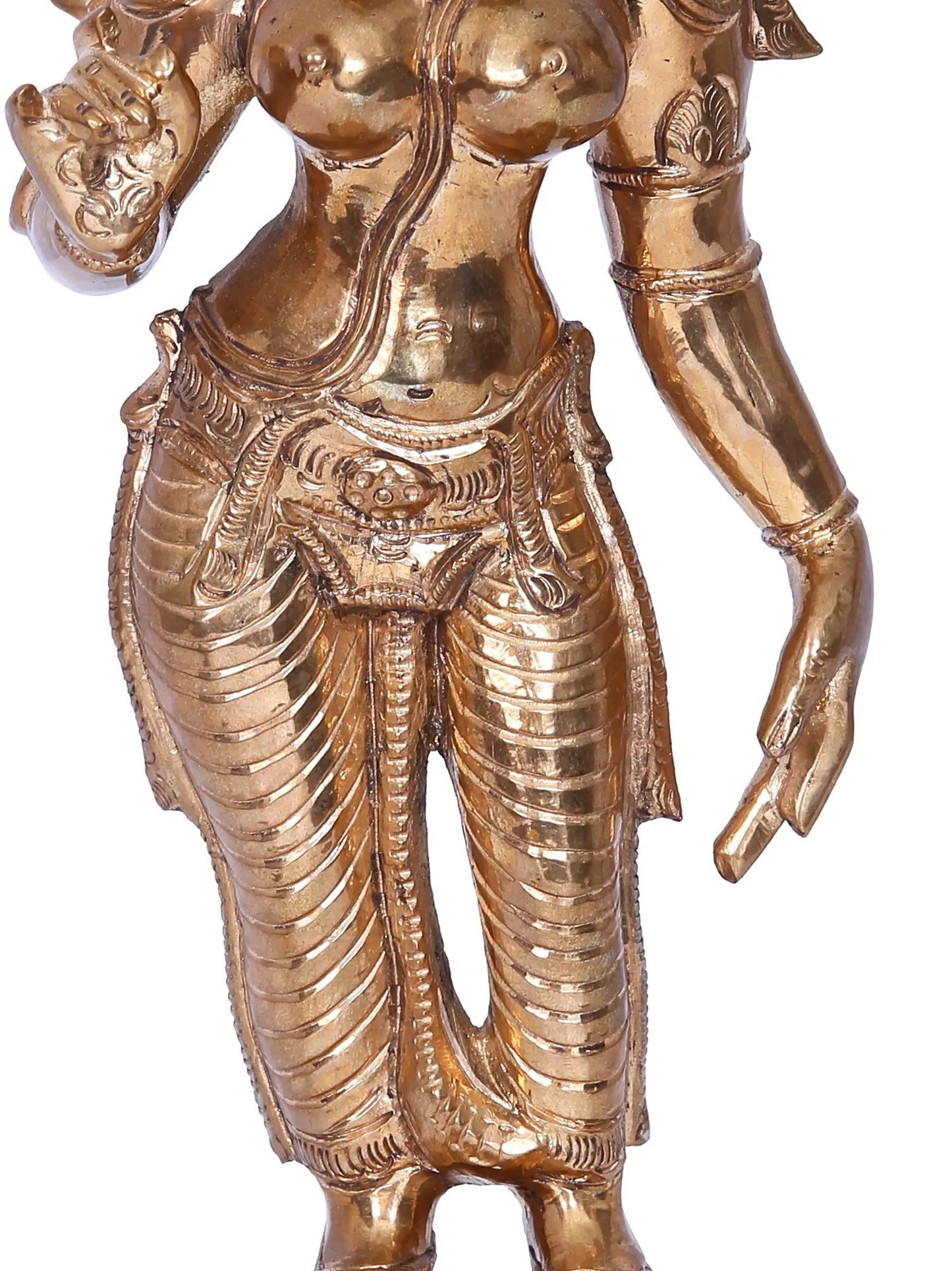 13'' Devi Meenakshi Sculpture | Madhuchista Vidhana (Lost-Wax) | Panchaloha Bronze from Swamimalai