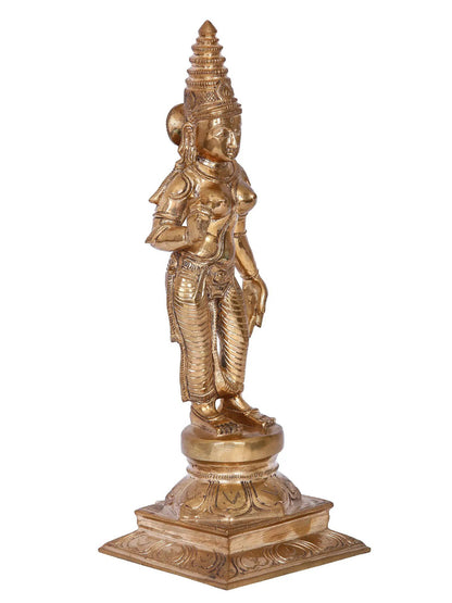 13'' Devi Meenakshi Sculpture | Madhuchista Vidhana (Lost-Wax) | Panchaloha Bronze from Swamimalai