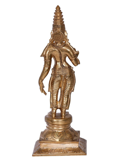 13'' Devi Meenakshi Sculpture | Madhuchista Vidhana (Lost-Wax) | Panchaloha Bronze from Swamimalai