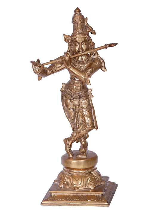 13'' Krishna | Madhuchista Vidhana (Lost-Wax) | Panchaloha Bronze from Swamimalai