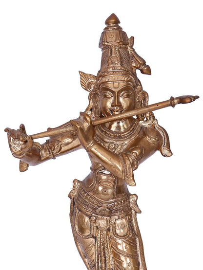 13'' Krishna | Madhuchista Vidhana (Lost-Wax) | Panchaloha Bronze from Swamimalai