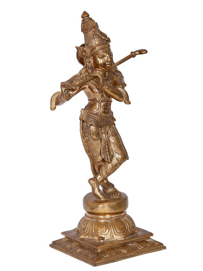 13'' Krishna | Madhuchista Vidhana (Lost-Wax) | Panchaloha Bronze from Swamimalai