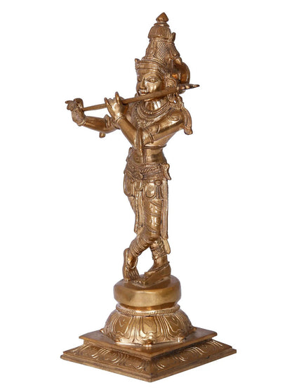 13'' Krishna | Madhuchista Vidhana (Lost-Wax) | Panchaloha Bronze from Swamimalai