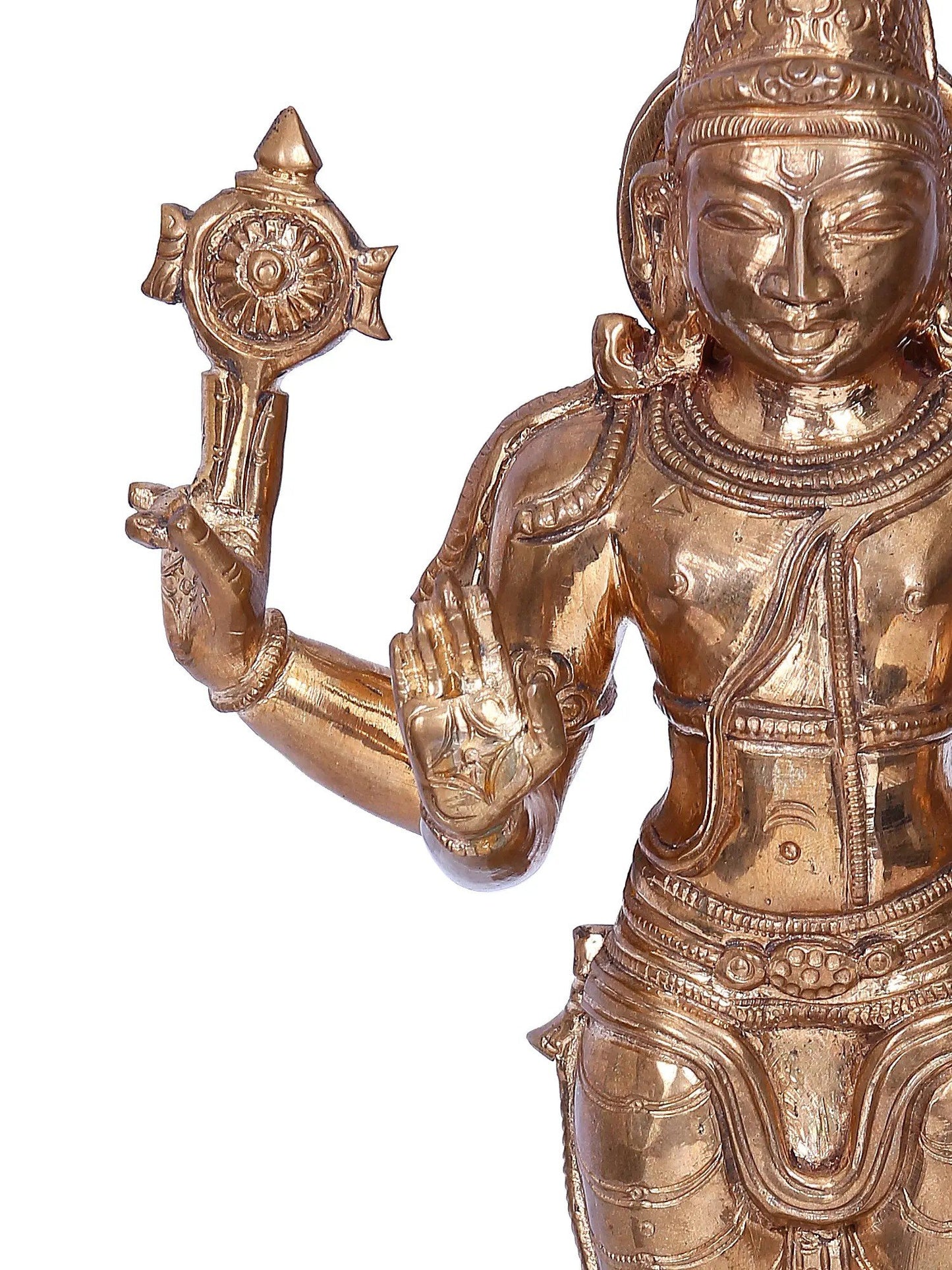 13'' Vishnu | Madhuchista Vidhana (Lost-Wax) | Panchaloha Bronze from Swamimalai