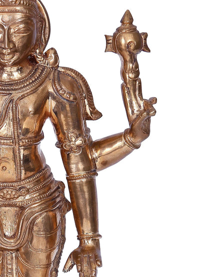 13'' Vishnu | Madhuchista Vidhana (Lost-Wax) | Panchaloha Bronze from Swamimalai