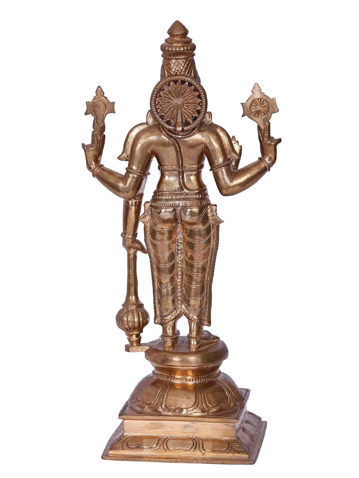 13'' Vishnu | Madhuchista Vidhana (Lost-Wax) | Panchaloha Bronze from Swamimalai