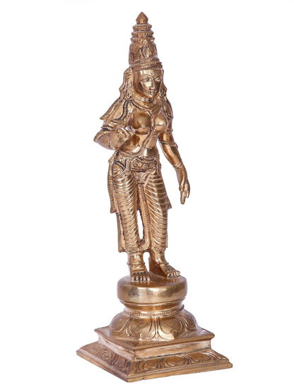 9'' Meenakshi Panchaloha Bronze Idol from Swamimalai | Madhuchista Vidhana (Lost-Wax)