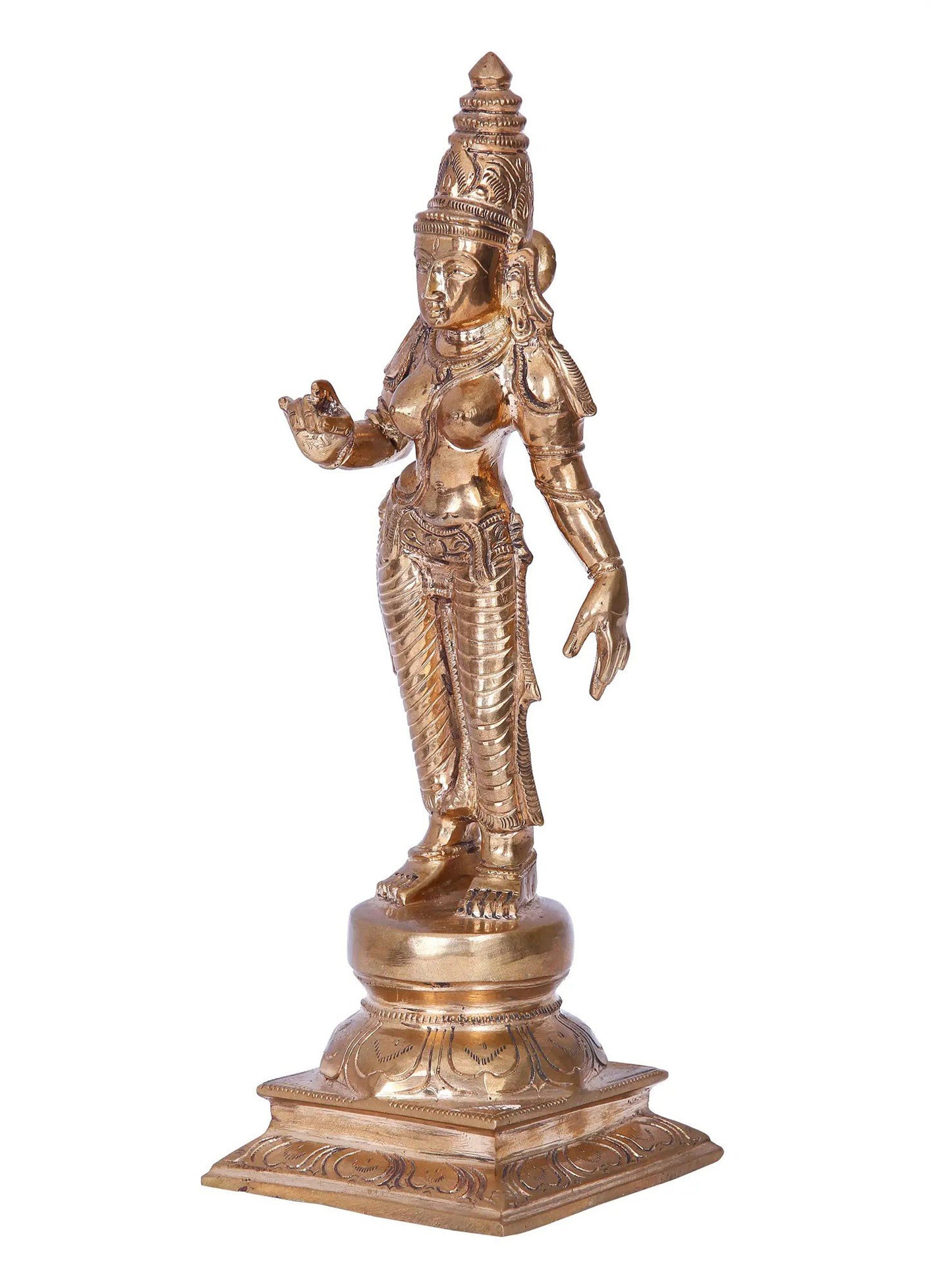 9'' Meenakshi Panchaloha Bronze Idol from Swamimalai | Madhuchista Vidhana (Lost-Wax)