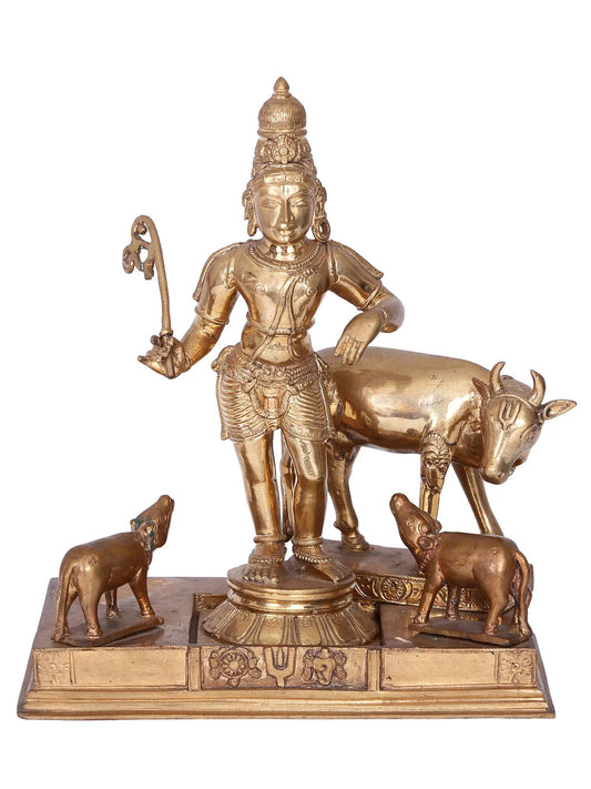 10'' Rajagopal Panchaloha Bronze Statue from Swamimalai | Madhuchista Vidhana (Lost-Wax)