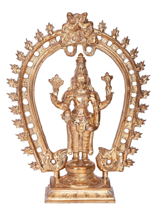 9'' Vishnu | Madhuchista Vidhana (Lost-Wax) | Panchaloha Bronze from Swamimalai