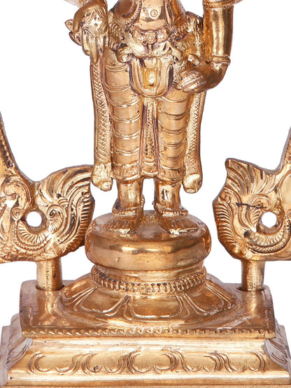 9'' Vishnu | Madhuchista Vidhana (Lost-Wax) | Panchaloha Bronze from Swamimalai