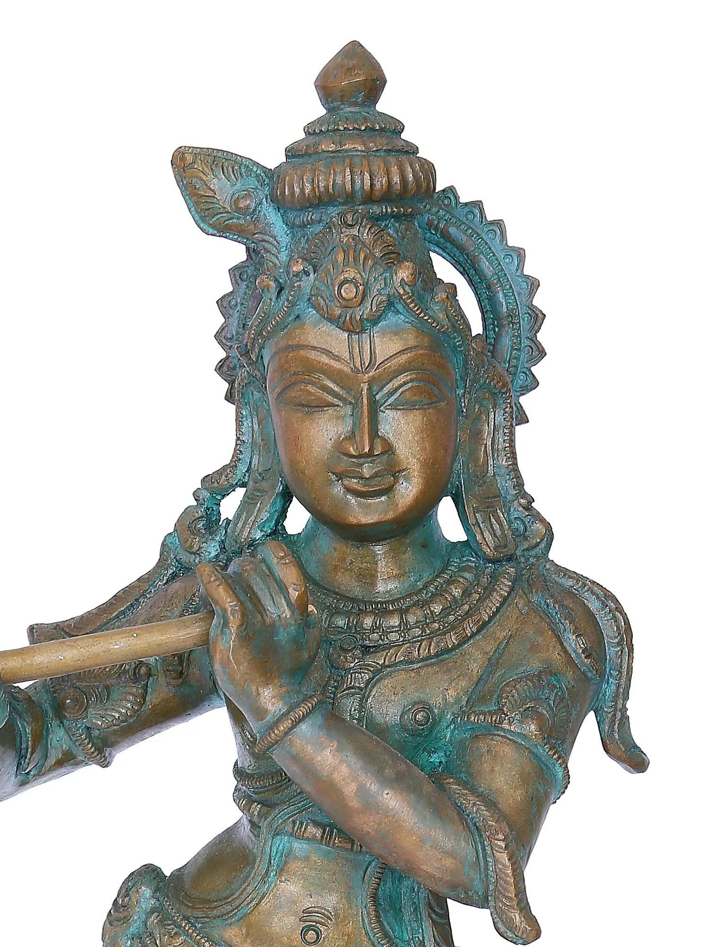 16'' Fluting Krishna Panchaloha Bronze Sculpture from Swamimalai | Madhuchista Vidhana (Lost-Wax)