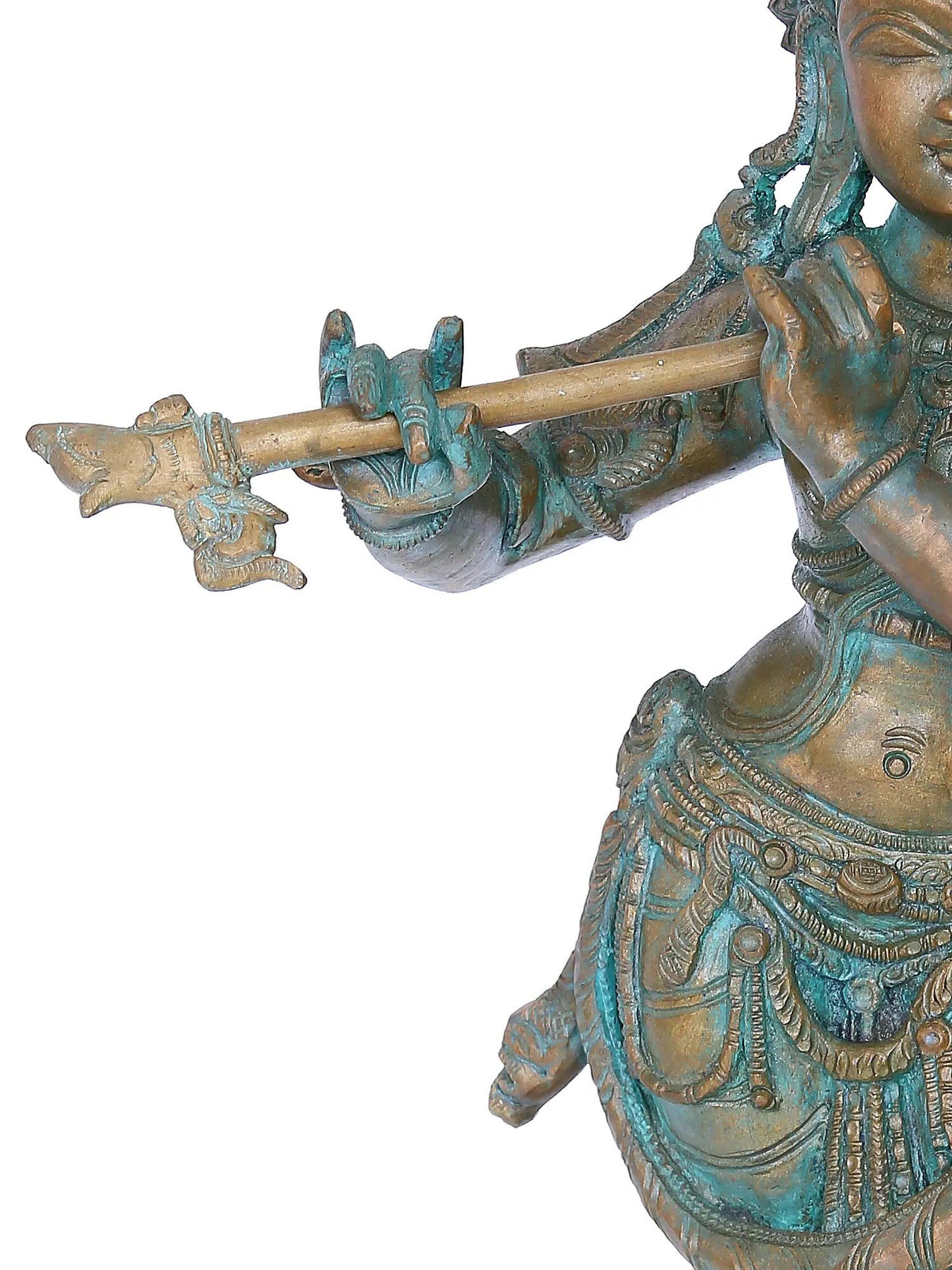 16'' Fluting Krishna Panchaloha Bronze Sculpture from Swamimalai | Madhuchista Vidhana (Lost-Wax)