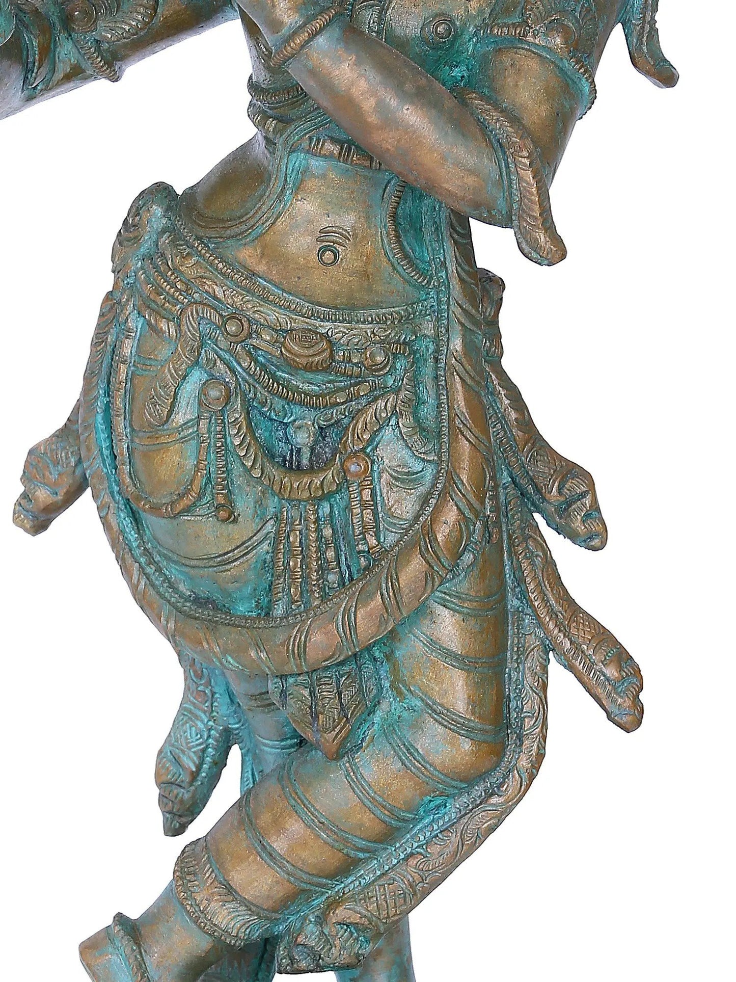 16'' Fluting Krishna Panchaloha Bronze Sculpture from Swamimalai | Madhuchista Vidhana (Lost-Wax)