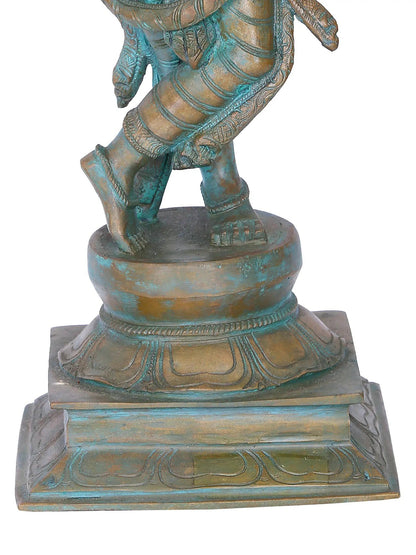 16'' Fluting Krishna Panchaloha Bronze Sculpture from Swamimalai | Madhuchista Vidhana (Lost-Wax)