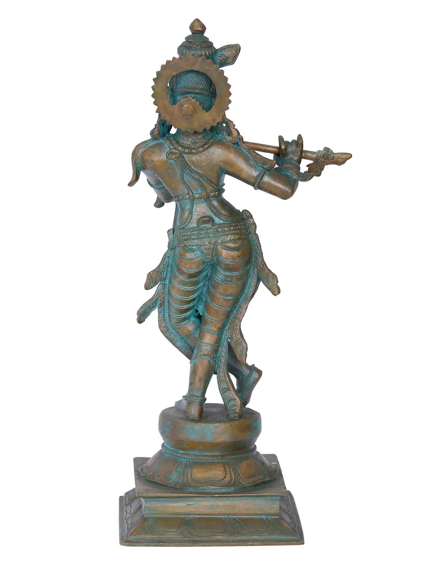 16'' Fluting Krishna Panchaloha Bronze Sculpture from Swamimalai | Madhuchista Vidhana (Lost-Wax)