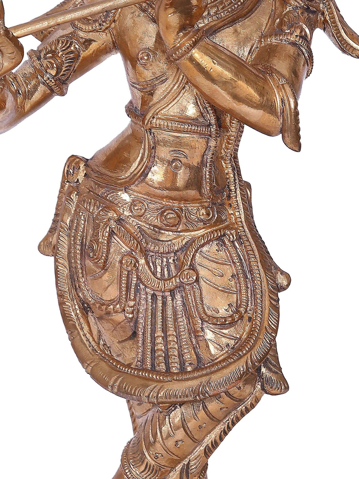 13'' Fluting Krishna | Madhuchista Vidhana (Lost-Wax) | Panchaloha Bronze from Swamimalai