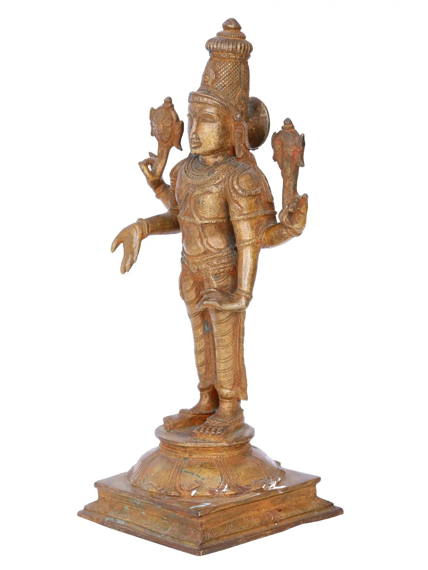 12'' Vishnu | Madhuchista Vidhana (Lost-Wax) | Panchaloha Bronze from Swamimalai