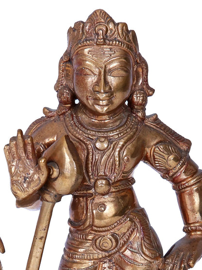 8'' Lord Murugan Sculpture Panchaloha Bronze from Swamimalai | Madhuchista Vidhana (Lost-Wax)