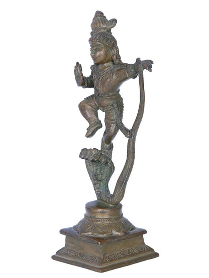 8'' Kaliya Krishna | Madhuchista Vidhana (Lost-Wax) | Panchaloha Bronze from Swamimalai