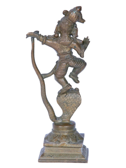 8'' Kaliya Krishna | Madhuchista Vidhana (Lost-Wax) | Panchaloha Bronze from Swamimalai