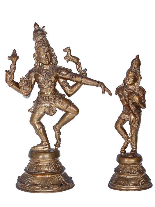 12" Dancing Shiva Parvati | Madhuchista Vidhana (Lost-Wax) | Panchaloha Bronze from Swamimalai